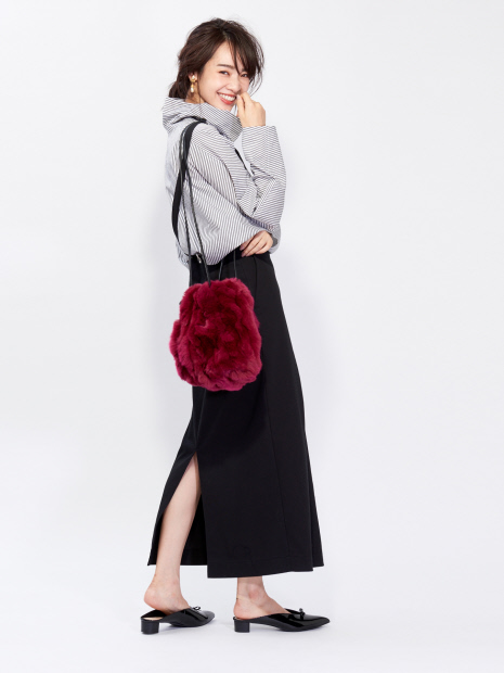 人気のグレー再入荷!レッキスファー巾着バッグ
