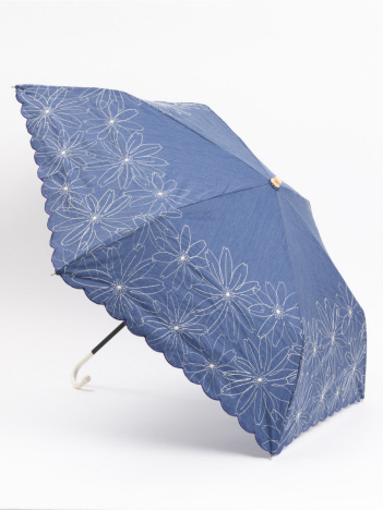 【晴雨兼用】★折りたたみ傘/マーガレット裾刺繍