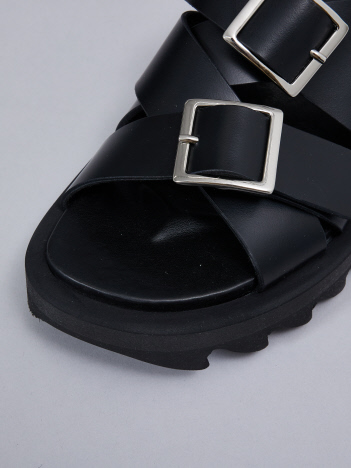 WRAP SHOES】トリプル バックル ボリュームソール スライド