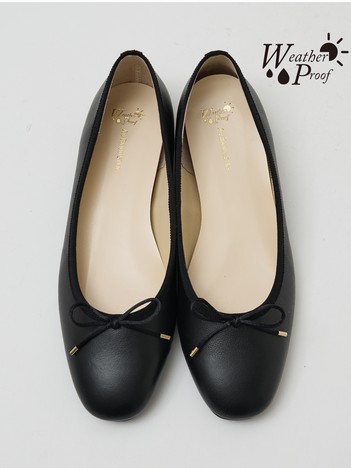 撥水レザーバレエシューズ