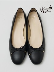 撥水レザーバレエシューズ