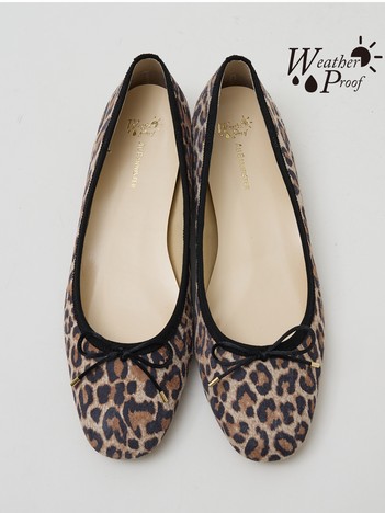 撥水レザーバレエシューズ