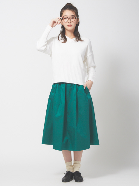 ギャバストレッチミモレスカート