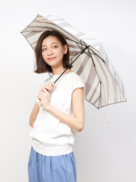 【晴雨兼用】UVカット　ストライプ柄　折りたたみ傘