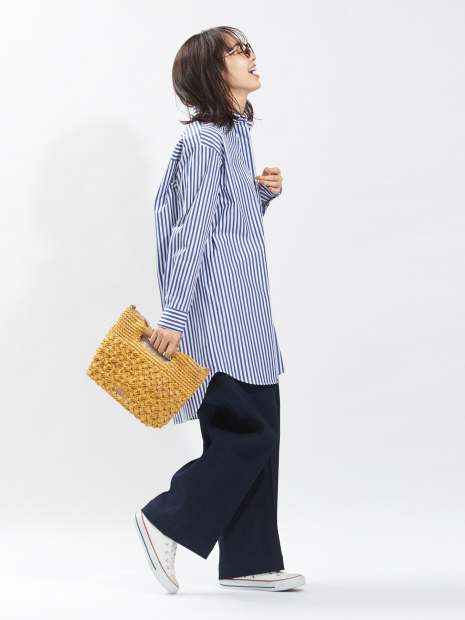 デニムストレッチワイドパンツ