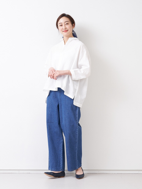【STAMP AND DIARY】 ビックブラウス7分袖ヒヨク明き