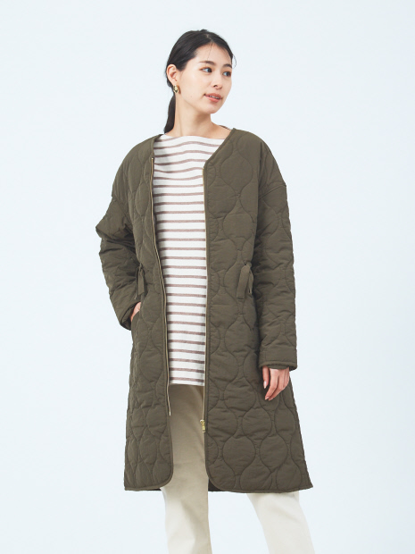 《WEB限定》キルティングノーカラーコート