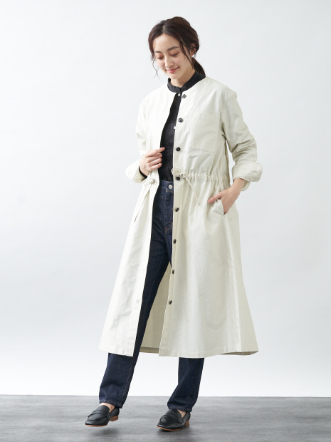 【nicholson&nicholson】ウエストギャザーシャツワンピース