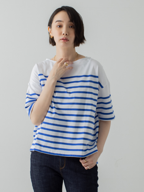 パネルバスクボーダーTシャツ