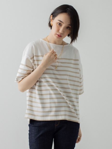 パネルバスクボーダーTシャツ