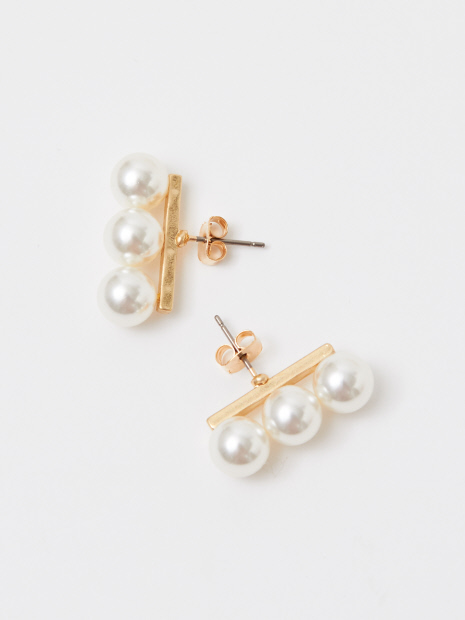 トリオラインパールピアス