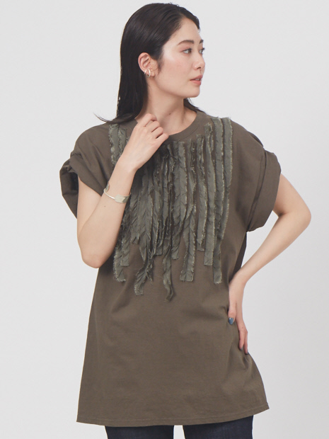 【別注】Dahlia design T-shirt リメイクフリルTシャツ