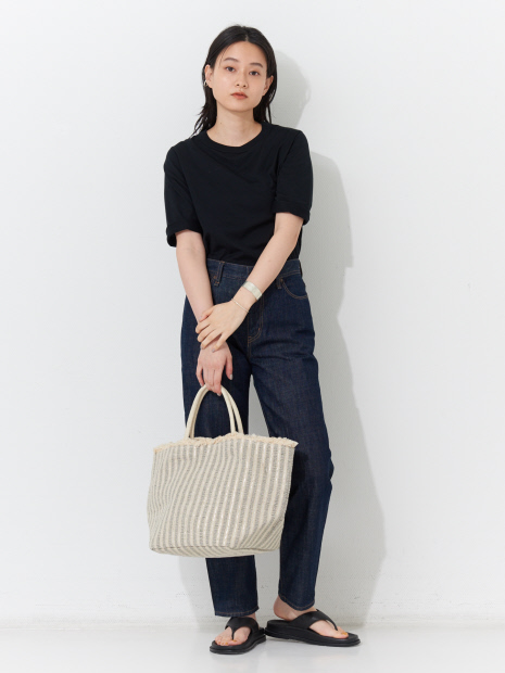 【ANANS】【別注】ストライプフリンジトート