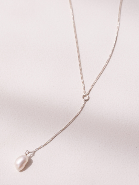 【MERAKI】 Silver Pearl Drop necklace