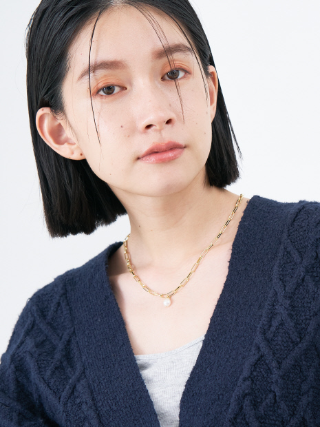 【MERAKI】Paperclip  Pearl Necklace