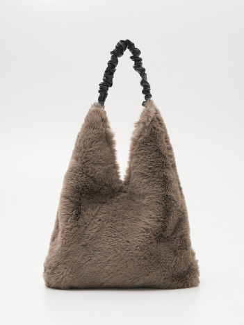 【WEB限定】【CACHELLIE】FUR TOTEBAG　ギャザーハンドルファートートバッグ