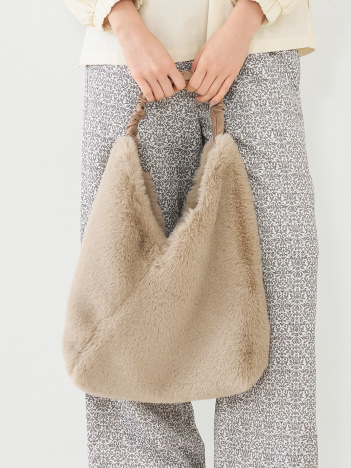 【WEB限定】【CACHELLIE】FUR TOTEBAG　ギャザーハンドルファートートバッグ