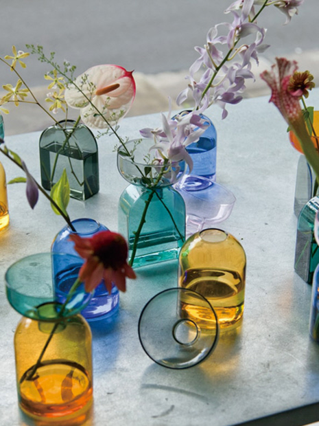 【amabro/アマブロ】TWO TONE VASE ツートン フラワーベース 耐熱ガラス 一輪挿し 水耕栽培