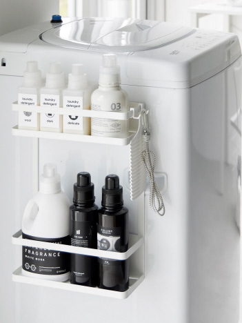 【tower/タワー 】洗濯機横マグネット収納ラック2段 ランドリー マグネット式 洗剤・小物整理