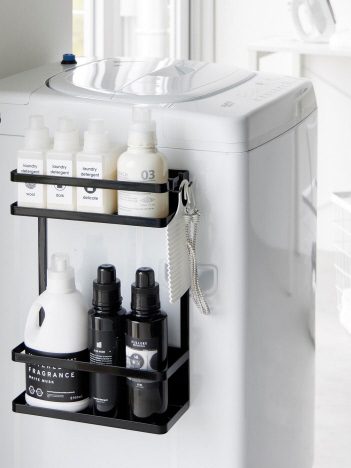 【tower/タワー 】洗濯機横マグネット収納ラック2段 ランドリー マグネット式 洗剤・小物整理