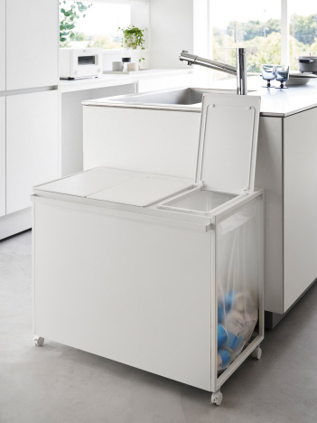 【tower/タワー】蓋付き目隠し分別ダストワゴン 45L 3分別 キッチン ゴミ箱