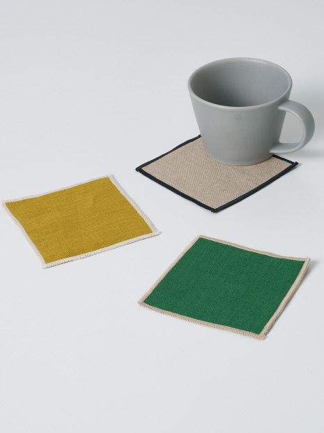 麻 リネンコースター 正方形 10×10cm