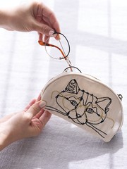 ＋HAyU fabric】 メガネケース 猫刺繍ポーチ｜collex / コレックス