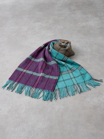 ウールリバーシブルチェックストール