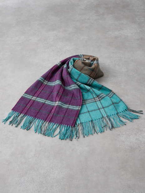 ウールリバーシブルチェックストール