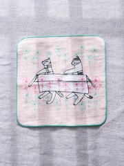 ＋HAyU fabric】猫柄 ガーゼタオルハンカチ 綿100%｜collex / コレックス