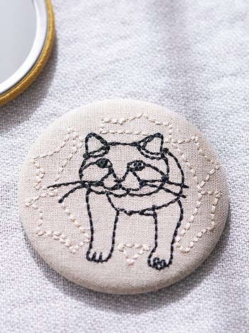 【＋HAyU fabric】コンパクトミラー　缶バッチミラー　手鏡