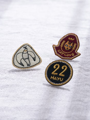 【＋HAyU】刺繍 ブローチ3点セット