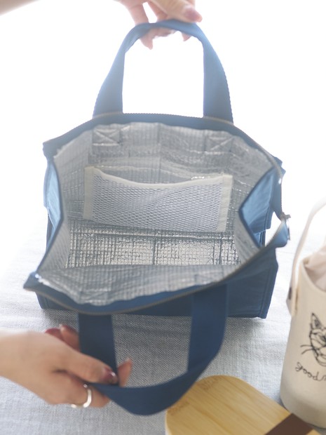 【＋HAyU fabric】猫刺繍 ランチバッグ CAT　保冷・保温 レジャー