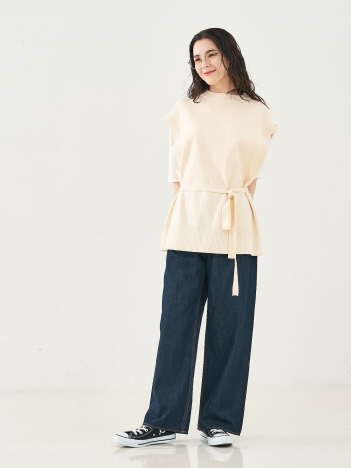 ベルト付バックスリットニットベスト