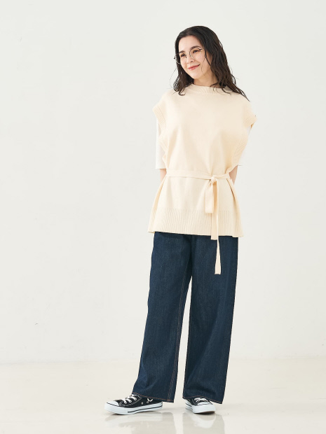 ベルト付バックスリットニットベスト