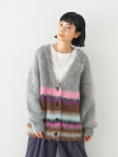 ヘアリー畦編みカーディガン