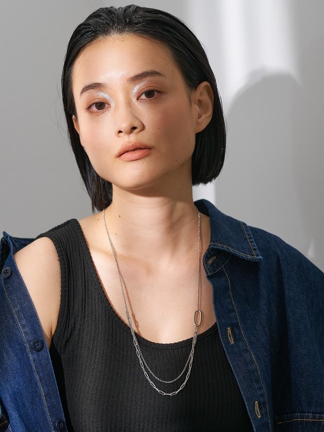 【dignif】【金属アレルギー対応】ミックスチェーンポイントネックレス