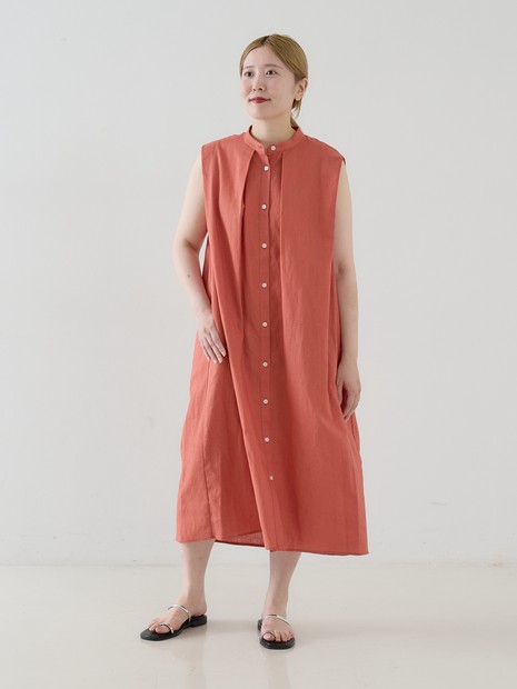 タックショルダーリネンコットンワンピース【予約】｜collex / コレックス
