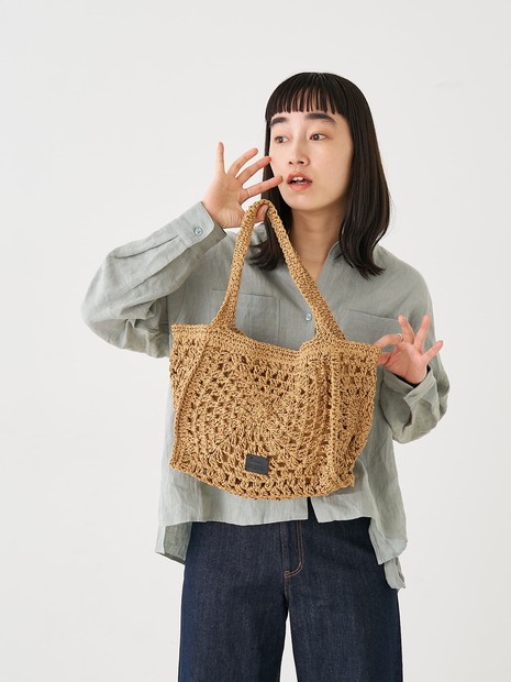 【Swaraj /スワラージ】手編みペーパーラフィアトートバッグ