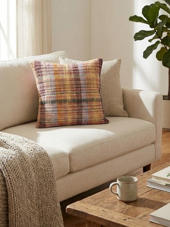 【RugRu】CHASE クッションカバー 45×45 インド綿 チェック柄 コットン