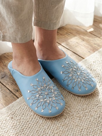 ビーズバブーシュ 羊革 モロッコ製 スリッパ ルームシューズ 室内履き