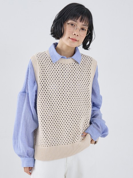 メッシュ柄ベスト