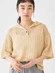 レーシー柄ニットポロ／透かし編み・サマーニット