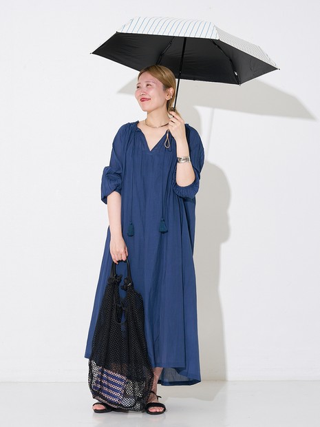 日傘 ストライプ 晴雨兼用 折りたたみ傘 ALL IN UMBRELLA【assa】【WEB限定】