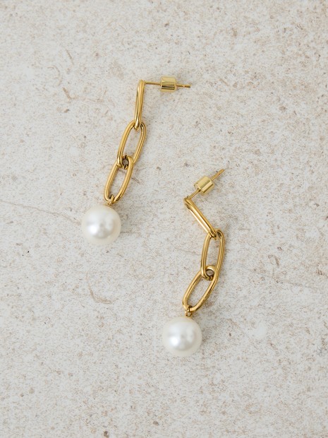 dignif】【金属アレルギー対応】Drop Chain Pearlピアス チェーン