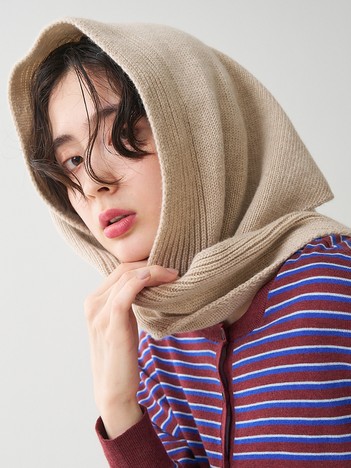 【WEB限定】【WILLIAM BRUNTON】 HEAD SCARF  ニットフードスカーフ 三角スカーフ ヘッドスカーフ カシミヤ100%【予約】