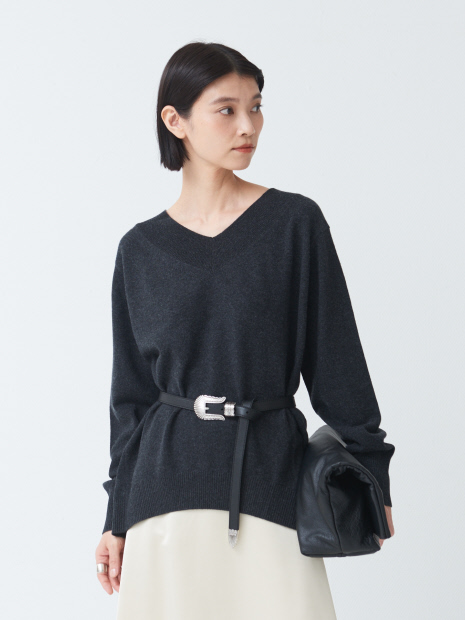 【COCUCA】カシミヤVネックニット