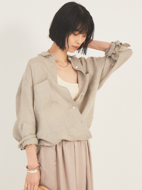 【COCUCA】リネンカシュクールシャツ