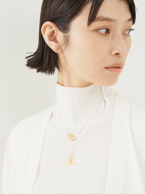 【TILLY SVEAAS】Fine Silver and gold Lariat Necklace／シルバー×ゴールドラリアットネックレス