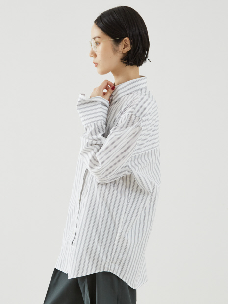 【ROHE】Oversized Striped Shirt／オーバーサイズストライプシャツ